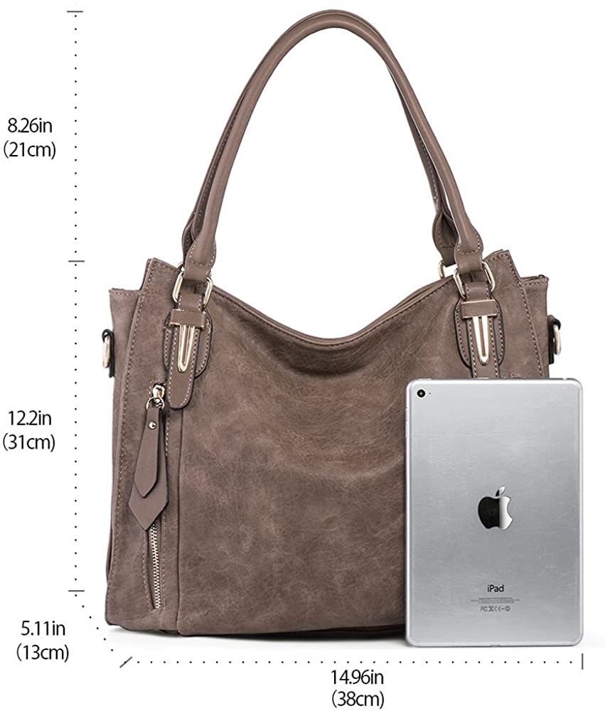 JOYSON Handbags for Women Shoulder Tote Zipper Purse PU Leather Top-handle Satchel Bags Ladies Medium A-sepia Brown