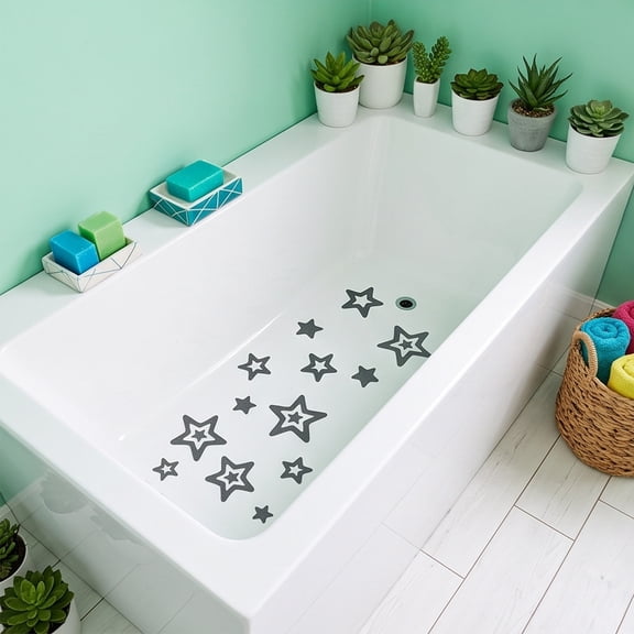 20 Pack Star Shaped Non-Slip Bathtub Stickers Strong Adhesive Tile Decals for Bathroom Safety Decor(Black)