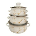 thumbnail image 1 of GROWTH TANK 3 Pieces Enamel Cookware Set Stockpot for Bridal Shower Kitchen Housewarming, 1 of 9