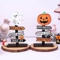 thumbnail image 1 of 2 piezas de decoración de madera para ambiente festivo de Halloween, decoración de tarjetas para mesa, decoración creativa para Halloween, 1 of 5