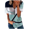 thumbnail image 1 of Birdeem Mode Femmes Été Col en V Manches Courtes Imprimé Fermeture Éclair T-Shirt Blouse Décontractée, 1 of 7