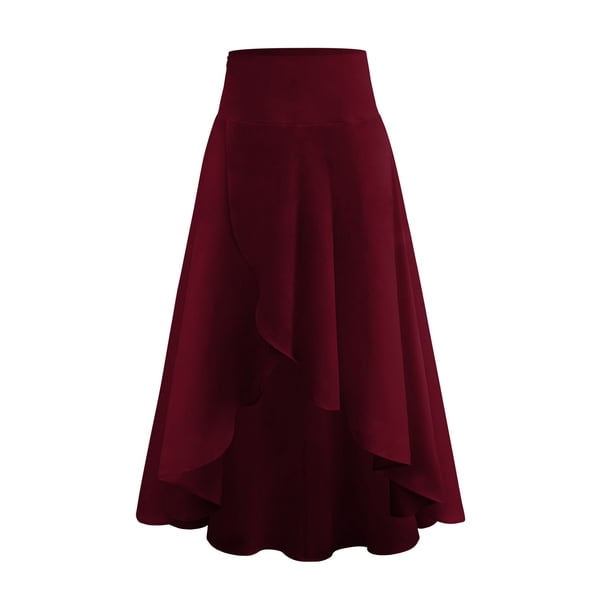 Vestido informal elegante con falda irregular con volantes para mujer - Material crepé helado - Tallas S/M/L/XL