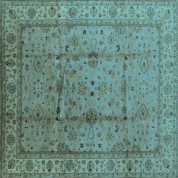 Ahgly Company Indoor Square Oriental Light Blue Industrial Area Rugs, 5' Square