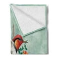 thumbnail image 2 of Hummingbird Soft Flannel Fleece Throw Blanket, Bird Is Flying Flowered Branch Floral Nature Illustration, Cozy Plush for Indoor and Outdoor Use, 60" x 80", Orange Green, by Ambesonne, 2 of 5