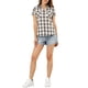 thumbnail image 2 of Camisas de cuadros para mujer Inspire Chic, con cuello de punta y botones, color blanco y negro, 2 of 7