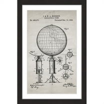 "Globe 1892 Old Paper" Framed Painting Art Print
