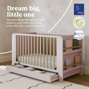 Graco Read-with-Me 4-in-1 Convertible Baby Crib with Drawer, Blush with Driftwood