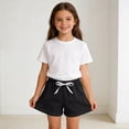 thumbnail image 4 of Akafmk Kids Cotton Loungwear Shorts Solid Color Soft Comfortable Loose Fitting Sleepwear Short Pants (Toddler Girl's or Girl's),Sizes 2-3 Years, 4 of 5