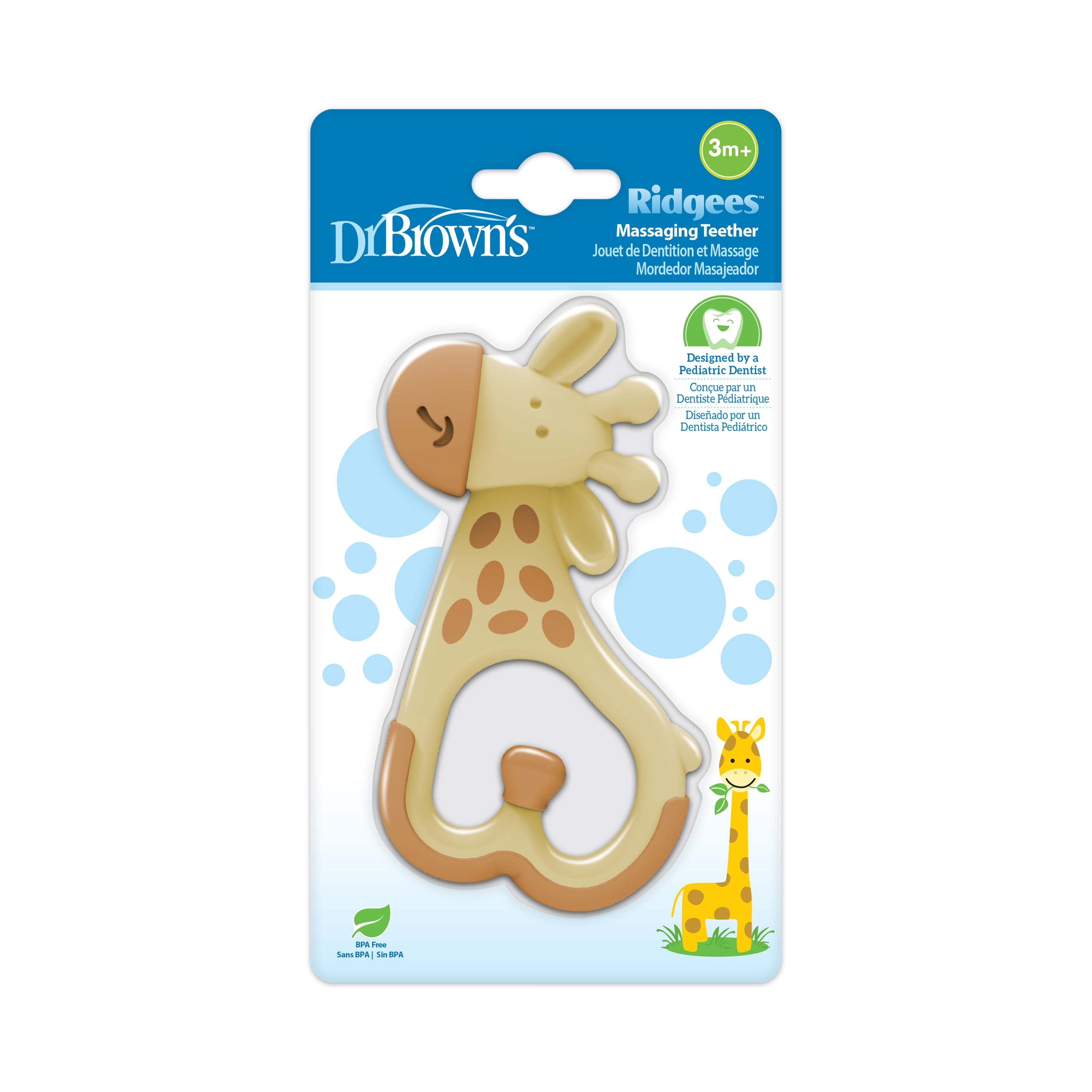 Dr. Brown's Giraffe Massaging Baby Teether for Ages 3 Months and up, Pediatric Dentist Designed, 1-Pack