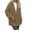 Brown, variant on Women's Hooded Cable Textured Sherpa Coat Button Front Mid-Length Teddy Fleece Jacket with Side Pockets Warm Winter Casual Outerwear,Size:S-XXL