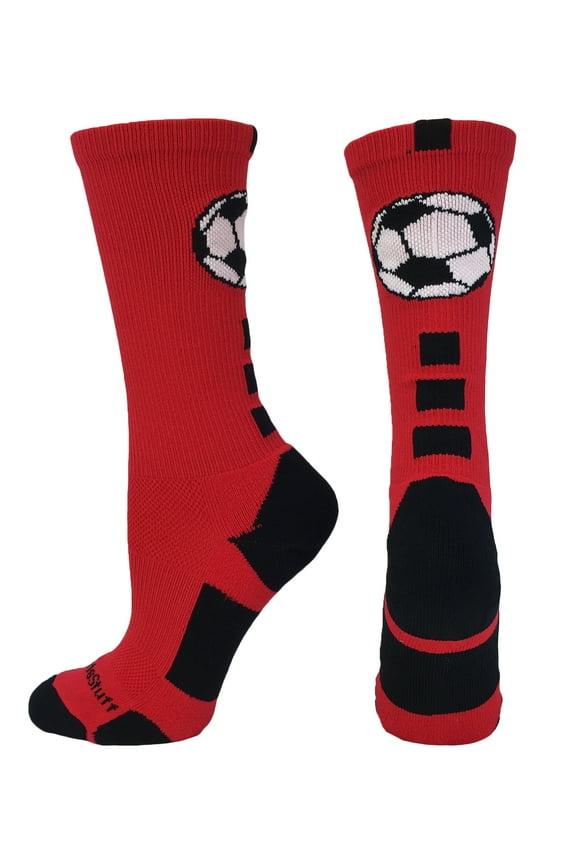 Soccer Ball Crew Socks (Red/Black, Medium)
