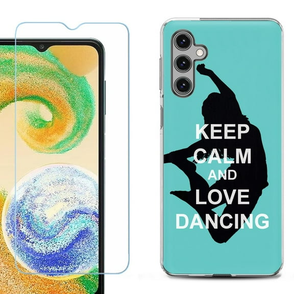 OneToughShield ® Compatible with Samsung Galaxy A15 5G, Shockproof Phone Case, with Tempered Glass Screen Protector - Keep Calm / Dancing