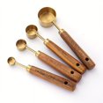thumbnail image 3 of DEKAXID - Juego de 4/8 tazas y cucharas medidoras premium de acero inoxidable con elegantes mangos de madera de acacia: herramientas de precisión para hornear y cocinar ingredientes secos y líquidos., 3 of 7