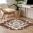 thumbnail image 5 of 3ft Washable Round Rug, Classic Floral Pattern Non-Slip Circle Area Rug for Bedroom Bedside, Brown Background White Flowers Soft Indoor Floor Mat for Home Decor, 5 of 9