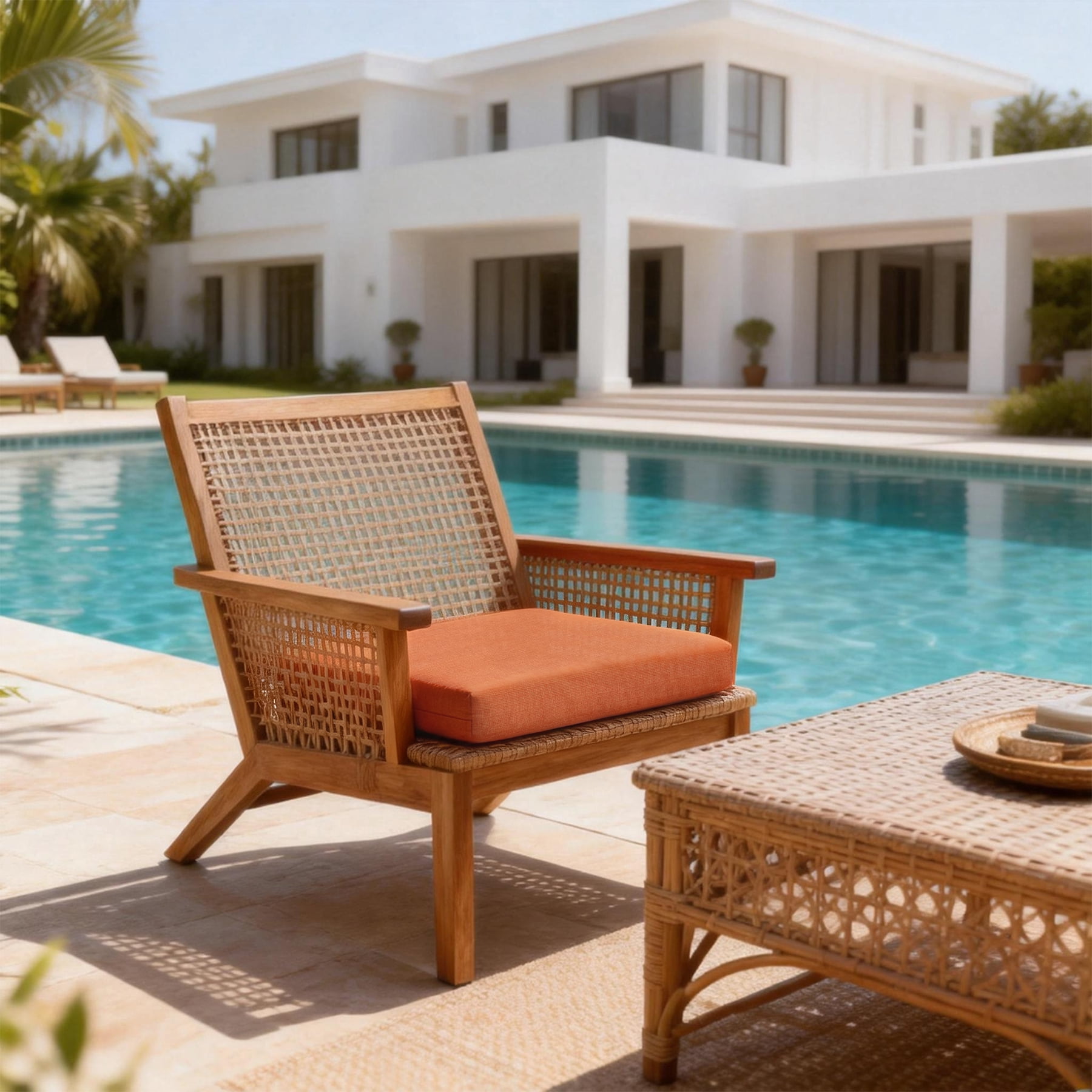 Goodgoods 20" x 20" Outdoor Chair Cushions Set of 2, 30D Foam Water & Fade Resistant, Orange