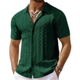 thumbnail image 2 of Gamivast Short Sleeve Shirts for Men Textured Woven Camp Collar Short Sleeve Beach Shirts Soft Casual Shirts Solid Color Button up Retro Style Summer Daily, 2 of 6