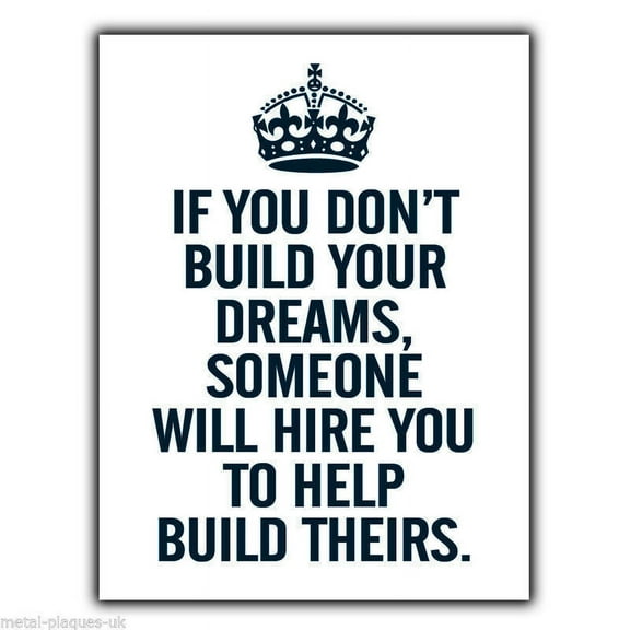 METAL SIGN WALL PLAQUE KEEP CALM "IF YOU DON'T BUILD YOUR DREAMS" poster print Size: 12" x 16"