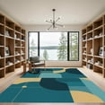 thumbnail image 2 of ODIKA 4'x6' Machine Washable Non-Slip Area Rug, Geometric Teal High Traffic Rug with Pad, Blue, 1047102, 2 of 8
