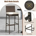 thumbnail image 7 of HAPPYGRILL Wicker Patio Barstools Set of 2, Outdoor Rattan Bar Chairs with Footrest & Backrest, Armless High Top Chairs with Seat Cushions for Backyard, Balcony, 7 of 7
