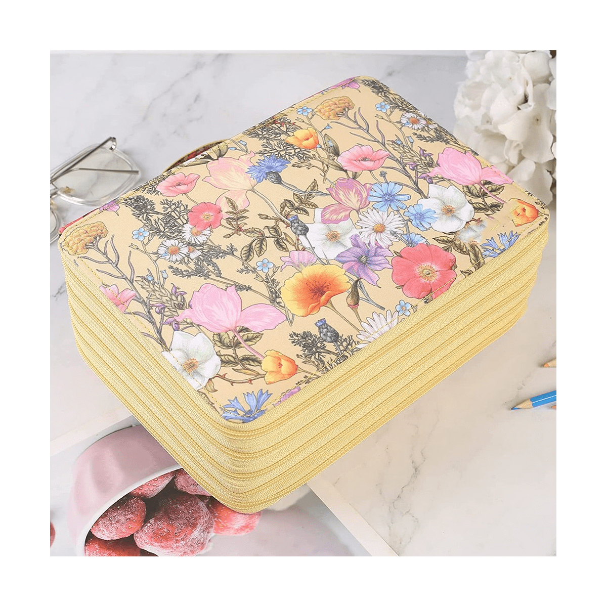 250 Slots Colored Pencil Case Organizer with 5 Layer Zipper- Capacity Pens Storage Holder Bag for Student Artist B