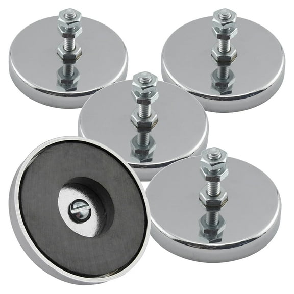 Master Magnetics Round Base Magnet - Magnetic Fastener/Magnets with Holes 2.04â€ Diameter 1.25â€ Total Height Holds 35 Pounds (Box of 5) RB50B3NX5