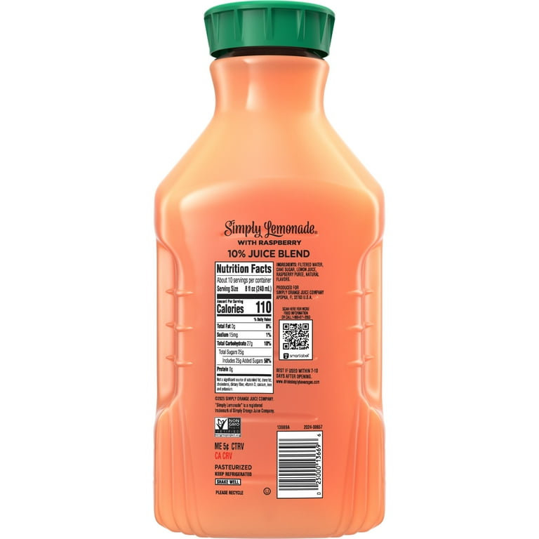 Simply Lemonade w/ Raspberry Bottle, 76 oz, All-Natural Fruit