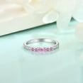 thumbnail image 5 of Inpasne Stackable Eternity Ring for Women 925 Sterling Silver Baguette Cut Pink Tourmaline Ring October Birthstone Jewelry Gifts for Her Size 6, 5 of 6