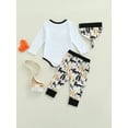 thumbnail image 4 of Seyurigaoka 3Pcs Baby Boys Outfit, Letters Romper + Cartoon Fox Print Pants + Hat, 4 of 8