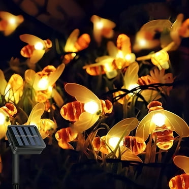 Solar Bee String Lights Each 20.8 Feet 30 Led Solar Bee Fairy Lights 8 Modes Copper Wire Lights Waterproof Outdoor String Lights for Garden Patio Gate Yard Party Wedding Indoor Bedroom