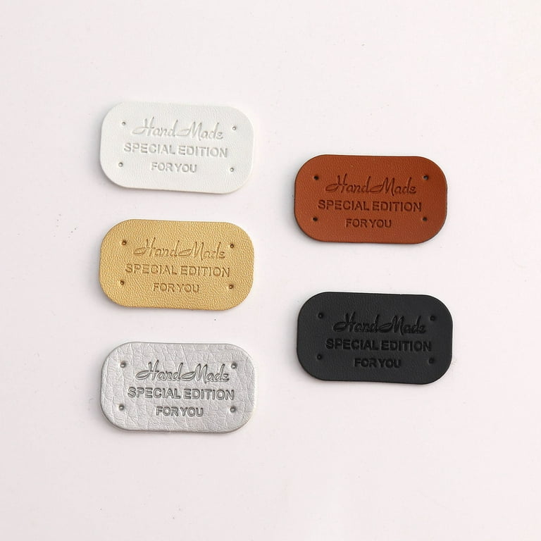 100Pcs Faux Leather Tags for Clothes Handmade Gift Handcraft Faux Leather  Labels DIY Sewing Tags Garment Accessories 