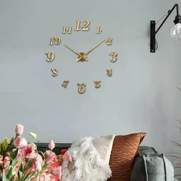 Reloj de pared sin marco, reloj de pared 3D DIY, reloj adhesivo de pared grande decorativo para , dormitorio, oficina, decoración Baoblaze Reloj de pared de bricolaje