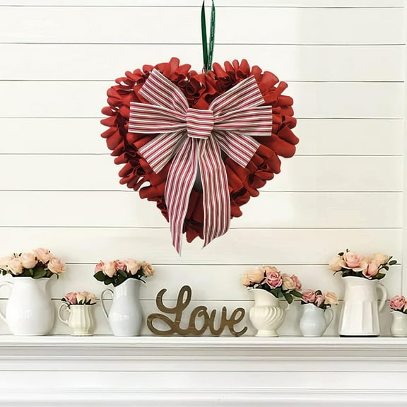 ZFYXGS Valentines Day Decor Wreaths For Front Door Outside Valentine Decorations For The Home Heart Shaped Wreath For Outdoor Valentine's Day Wreath Decoration