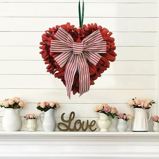 Ganfancp Guirnaldas de La Decoración Del Día de San Valentín para Las Decoraciones Exteriores de San Valentín de La Puerta para El Hogar Guirnalda En Forma de Corazón para La Decoración Al Aire Libre