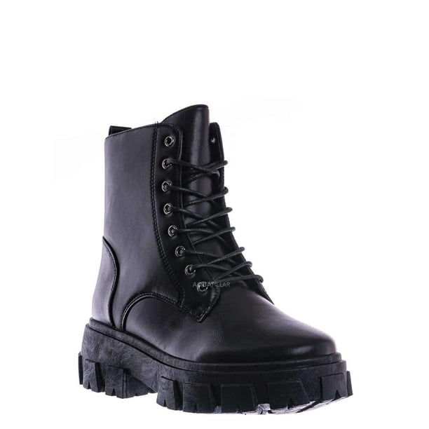 Top Moda - Chunky Platform Combat Boots - Threaded Lug Sole Military ...