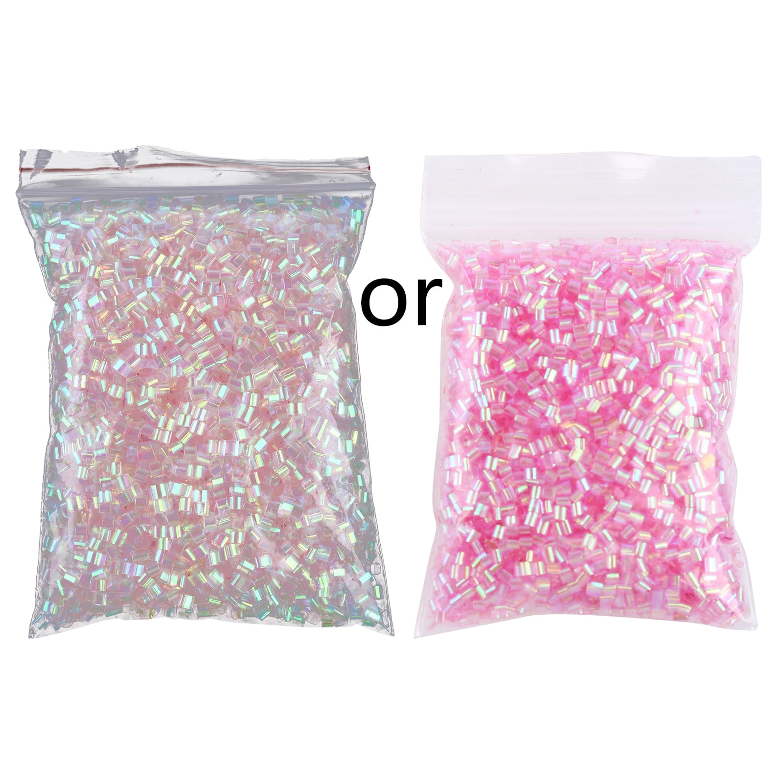 Iridescent Crispy Bingsu Beads for Crunchy (Btl) Slime, Iridescent Straw Beads, 3D Glitter, Slime Supply (Fuchsia Pink, 25 Gram Bag)