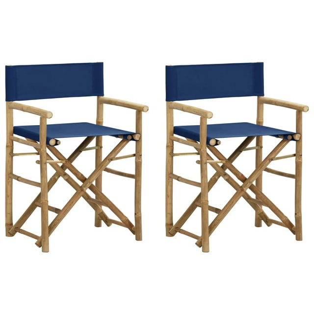 vidaXL Chaises de Réalisateur Pliantes 2 Pcs Bambou Bleu et Tissu