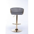 thumbnail image 6 of Bar Stools Set of 2,Velvet Counter Height Bar Stools with Chrome Footrest and Gold Base,Swivel Height Adjustable Barstools for Kitchen Island,Pub,Dining Room,Grey, 6 of 9