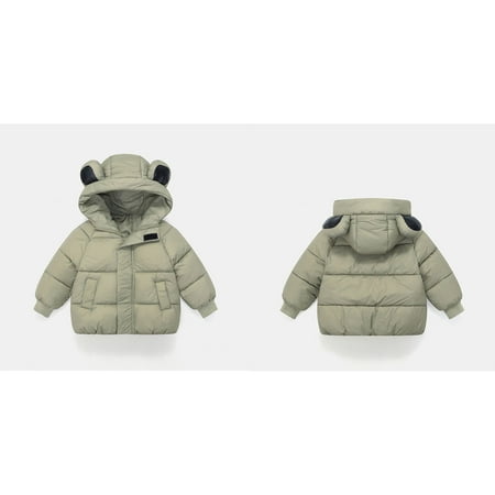 Kids Winter Coat Kids Puffer Coat Bear Ear Cute Jackets Zipper Windproof Jacket Outwear for Baby Girls Warm Outerwear Baby Boy Clothes
