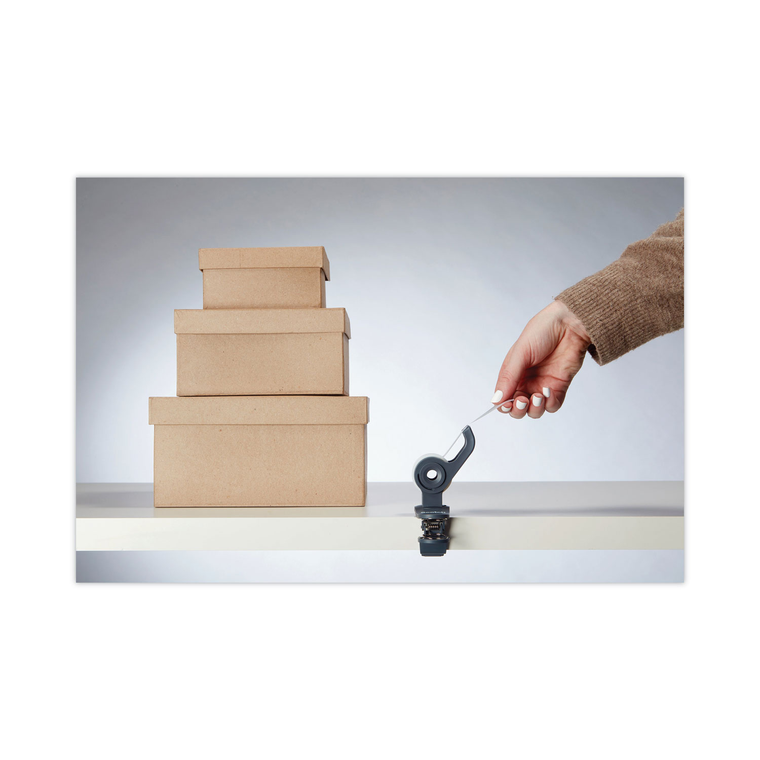 Clip Dispenser Value Pack With 12 Rolls Of Tape, 1" Core, Plastic, Charcoal | Bundle of 5 Packs