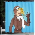 thumbnail image 4 of Ambesonne Pin up Girl Shower Curtain, Pop Art Woman Pilot, 69"Wx84"L, Multicolor, 4 of 5