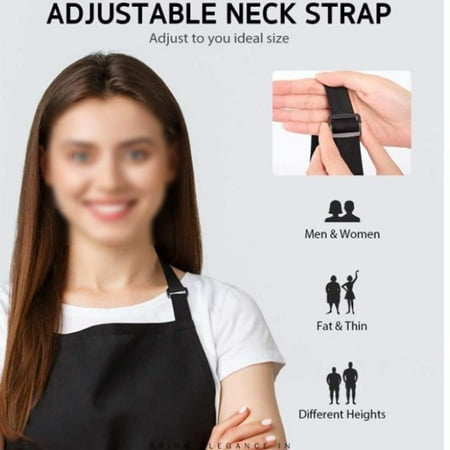 

Cooking Apron Delicate Durable Premium Apron with Adjustable Leather Straps Multiple Styles (1 Piece) 70*75CM Black