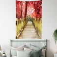 thumbnail image 3 of Autumn Tapestry, Trees with Warm Colored Leaves and a Rustic Wooden Walkway Fall Season, Wall Hanging for Bedroom Living Room Dorm Decor, 60W X 80L Inches, Vermilion and Pale Brown, by Ambesonne, 3 of 5