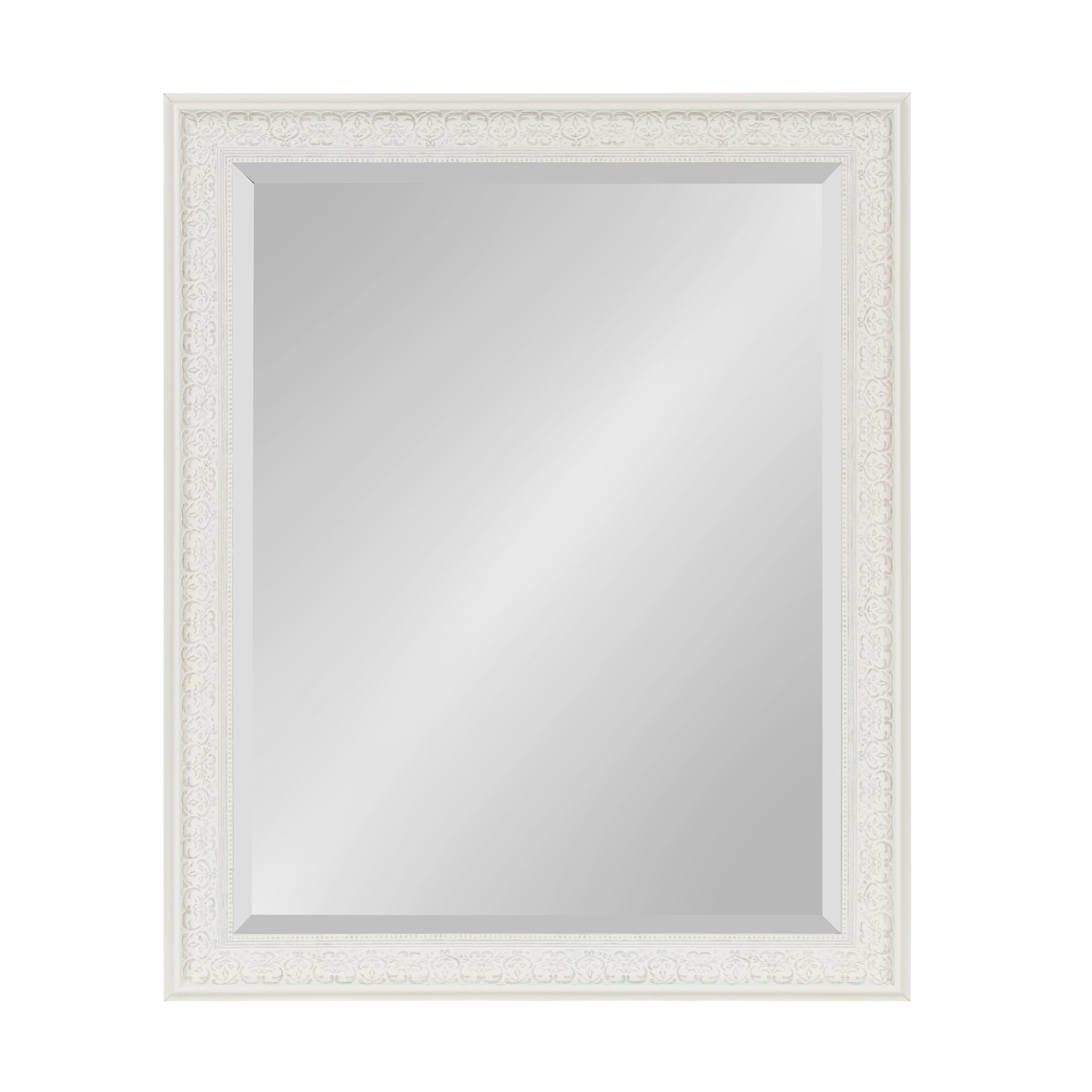 Kate and Laurel - Alysia Large Decorative Frame Rectangle Wall Mirror, 26.5 x 32.5 White
