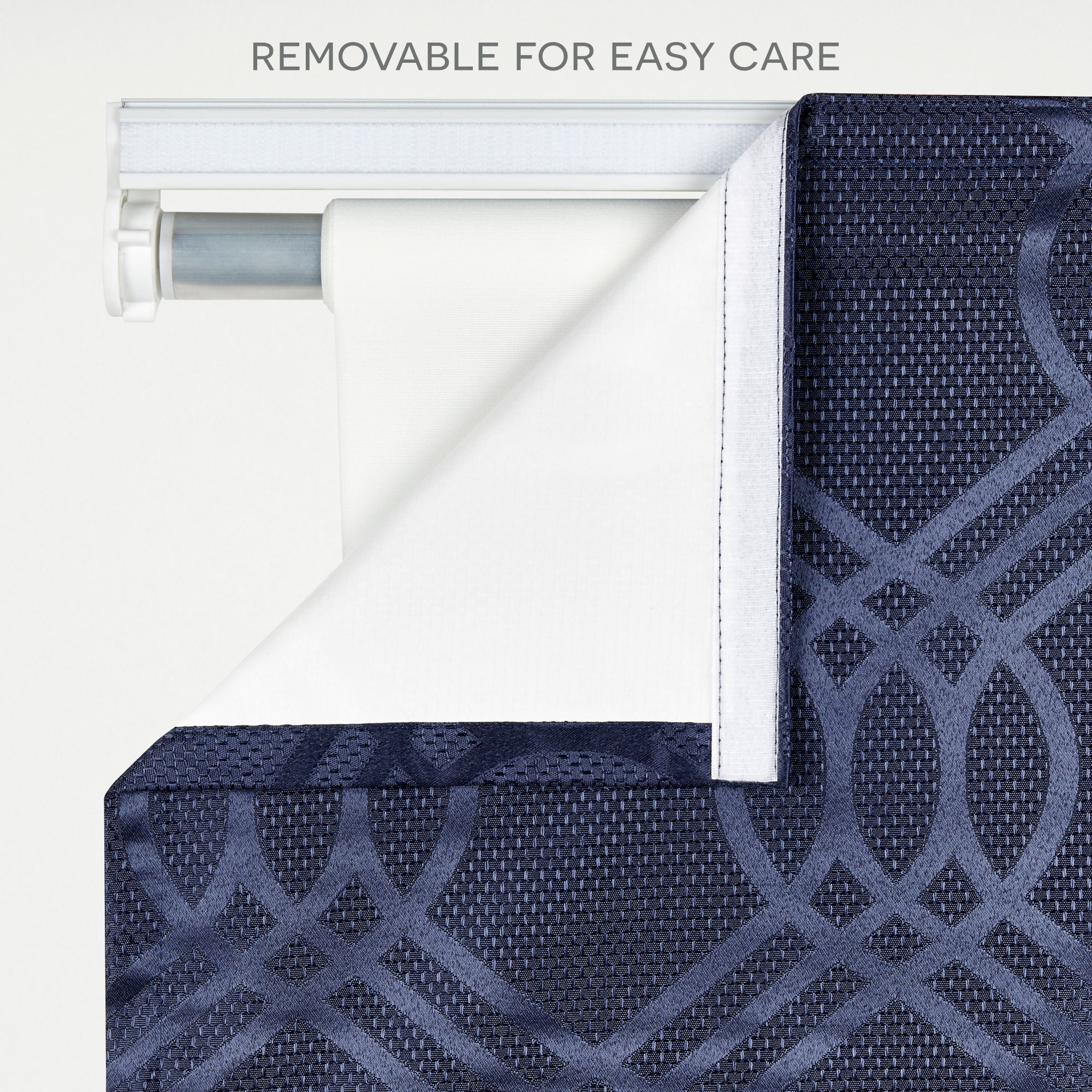 Exclusive Home Prague Trellis 100% Blackout Roman Shade, 27"x64", Navy