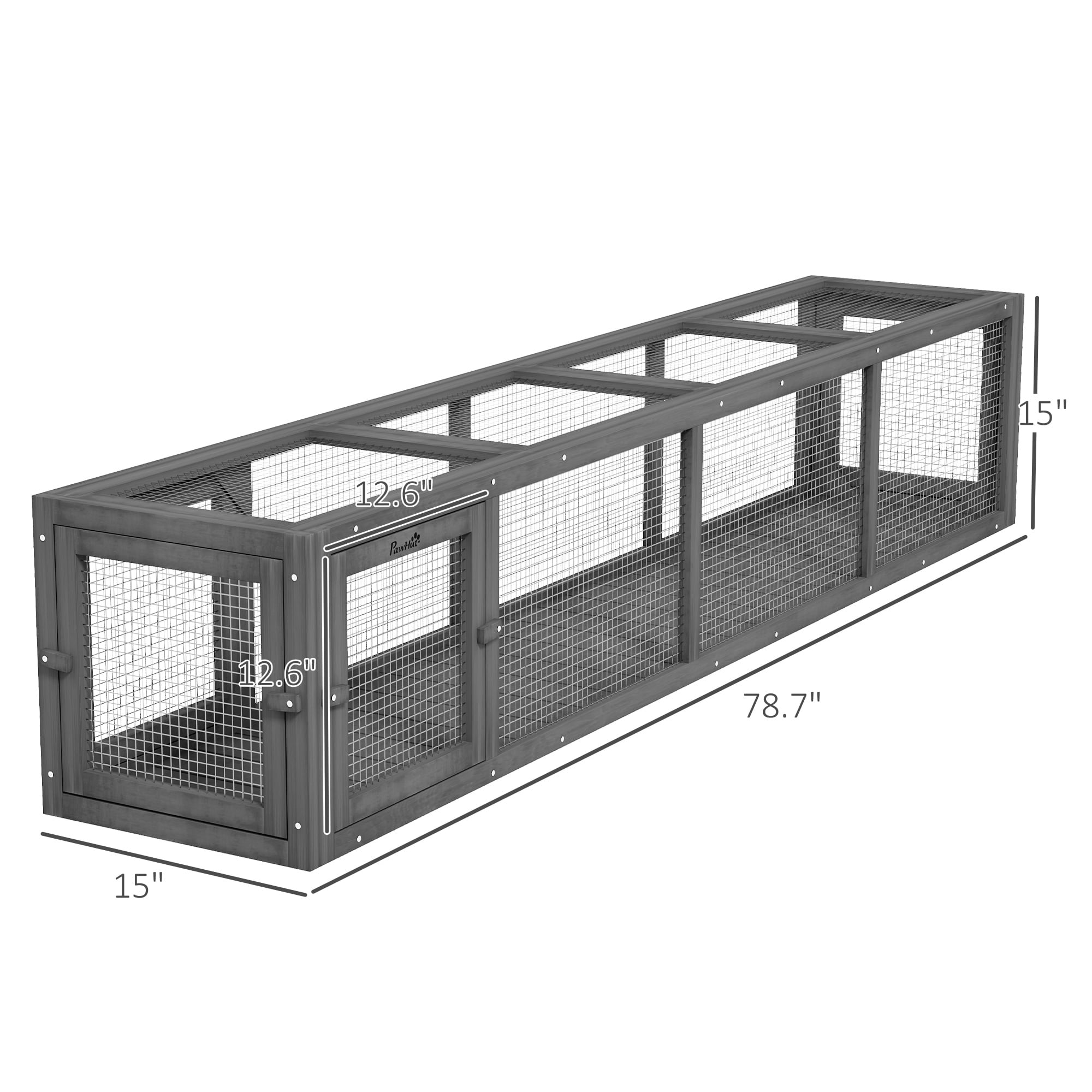 Dog Bed PawHut Outdoor Cat Tunnel with Extendable Design, 79" L Wooden Cat Run with Weather Protection, Connecting Inside and Outside, for Deck Patios, Balconies, Dark Gray,Large Dog Bed