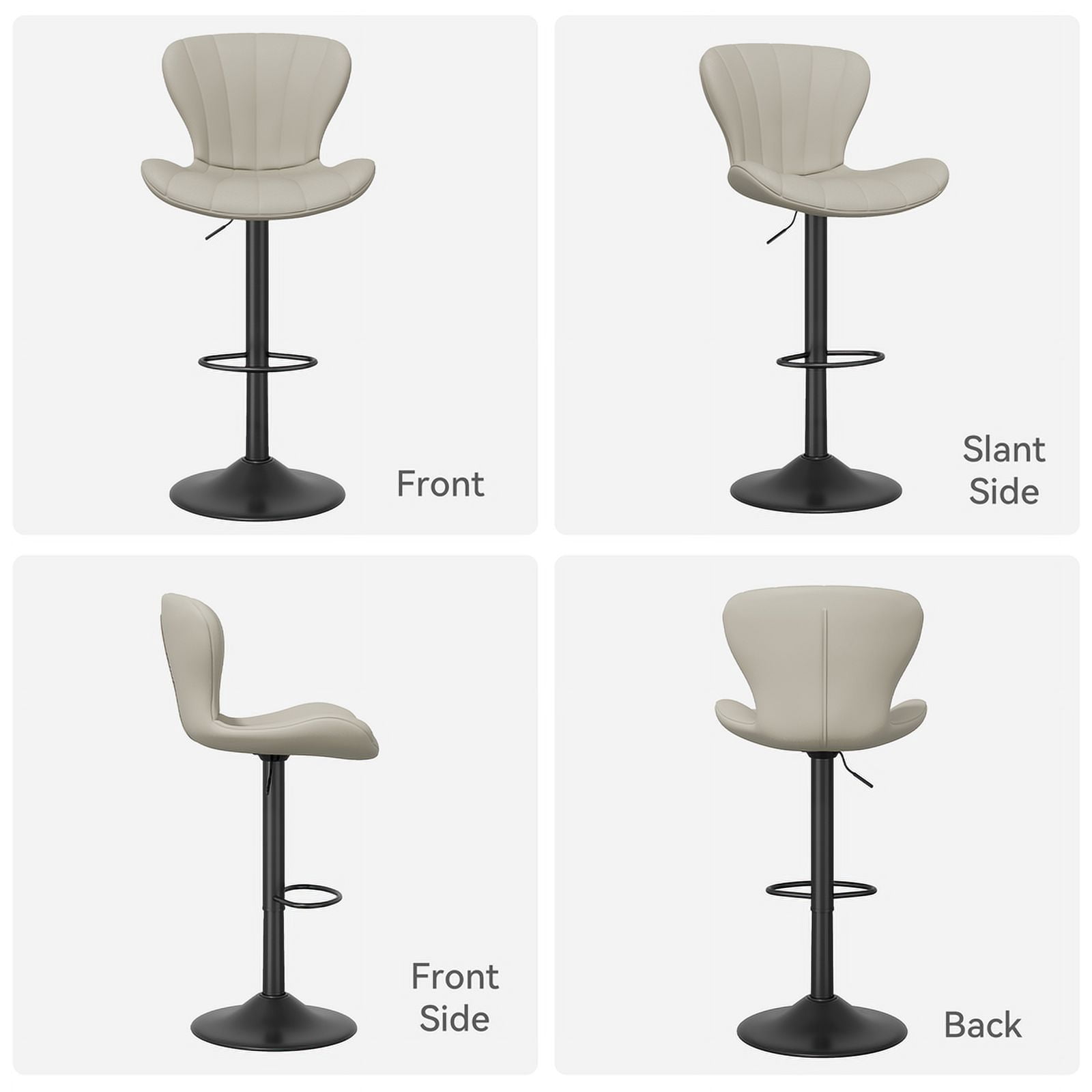 Hawsaiy Modern Swivel Bar Stools Set of 2, Faux Leather Upholstered Counter Height Bar Chairs, Waterproof Barstools for Kitchen Island & Home Bar,Khaki