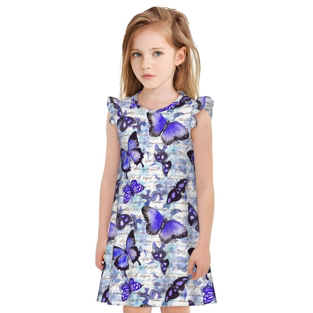 Balery Butterflies Camisón de princesa para niñas, pijama de algodón con mangas abullonadas, suave y bonito.-XX-Large