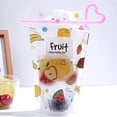thumbnail image 3 of Nueva bolsa de plástico mate para bebidas, bolsa de embalaje con cierre repetible, con pajita gratis, bolsas para bebidas, bolsas para jugo, café y líquido, 3 of 5