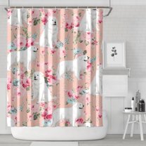 Great Pyrenees Dog and Pioneer Flower Shower Curtain 84"x72" ,Bathroom Decorative Shower Curtains Set with 12 Hooks,Modern Waterproof Washable Shower Curtain