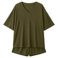 thumbnail image 5 of WAYUTE Shorts Sets Women 2 Piece Outfits V Neck Casual Short Sleeve Top and Shorts Beach Travel Outdoor Solid Color Summer Outfit, 5 of 5